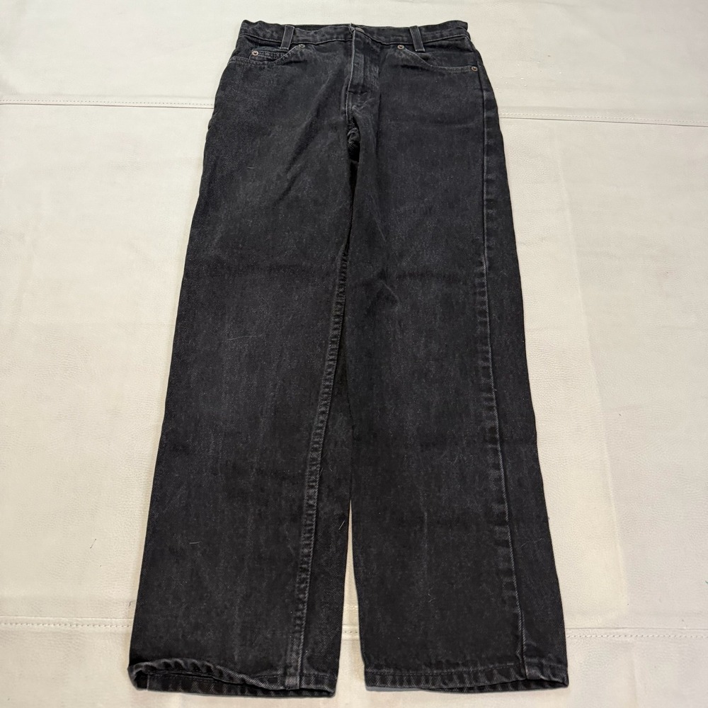 VTG 90s Levi 550 Relax Fit Women Black Denim Jean Wide Boot Baggy Skate-14/27x26